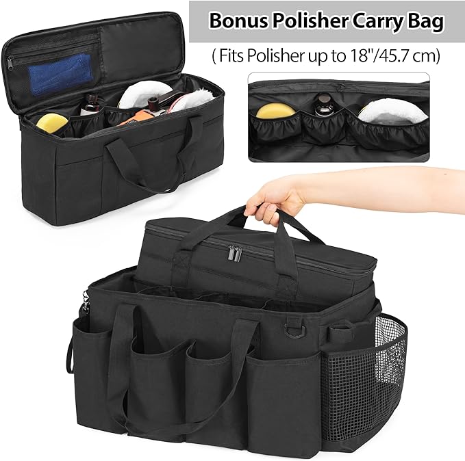 Detailing Bag with Polisher Carry Bag, Large Detail Car Care Box - Image 2