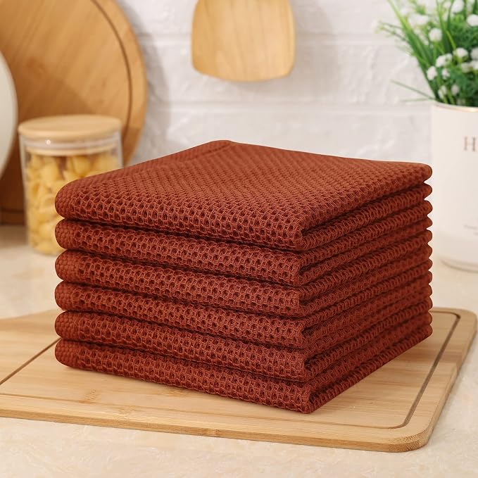 Kitinjoy 100% Cotton Kitchen Dish Cloths, 6 Pack Waffle Weave Ultra Soft - Image 7
