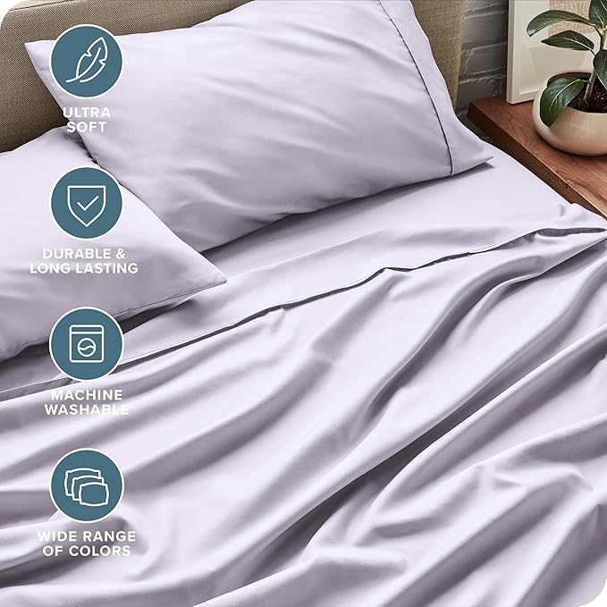 Bare Home Full Sheet Set - 1800 Ultra-Soft Microfiber Full Bed Sheets - Double Brushed - Deep Pockets - Easy Fit - 4 Piece Set - Bed Sheets (Full, Light Lavender)