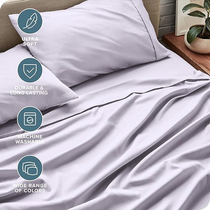 Bare Home Full Sheet Set - 1800 Ultra-Soft Microfiber Full Bed Sheets - Double Brushed - Deep Pockets - Easy Fit - 4 Piece Set - Bed Sheets (Full, Light Lavender)