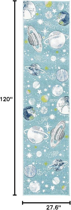 SAFAVIEH Carousel Kids Collection Runner Rug - 2'3" x 10', Teal & Ivory, Non-Shedding & Easy Care, Ideal for High Traffic Areas for Boys & Girls in Playroom, Nursery, Bedroom (CRK103J)