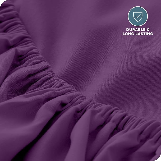 Bare Home Fitted Bottom Sheet Twin XL Size - Premium 1800 Microfiber - Ultra-Soft Hotel Luxury - Deep Pocket - Durable and Long Lasting (Twin XL, Plum)