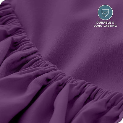 Bare Home Fitted Bottom Sheet Twin XL Size - Premium 1800 Microfiber - Ultra-Soft Hotel Luxury - Deep Pocket - Durable and Long Lasting (Twin XL, Plum)