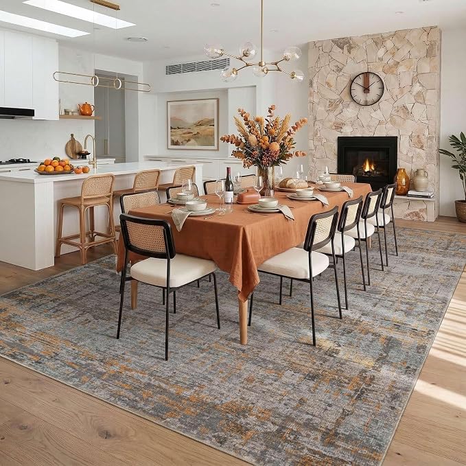 10x14 Extra Large Washable Area Rug, Soft Abstract Vintage Rug - Image 3