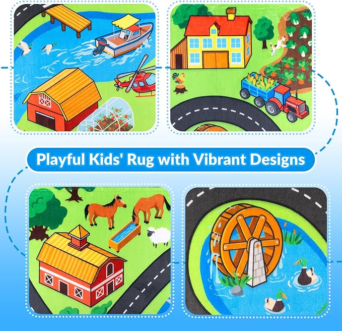 Kids Rug, 6x9 Ft City Farm Play Rug - Image 4