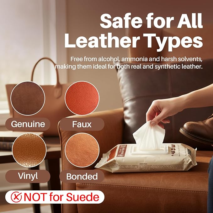 3in1 Leather Wipes 75 XL Count, Condition & Restore Shine, Extra-Large 8"x10" - Image 7