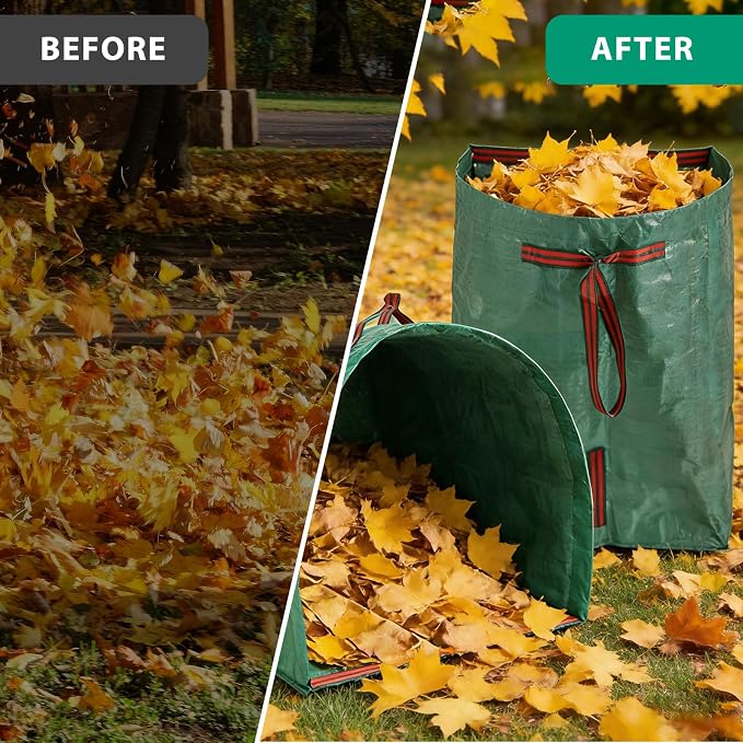 2 Pack 53 Gallon Reusable Yard Waste Bags, Dustpan-Type Leaf Collector Bag - Image 9
