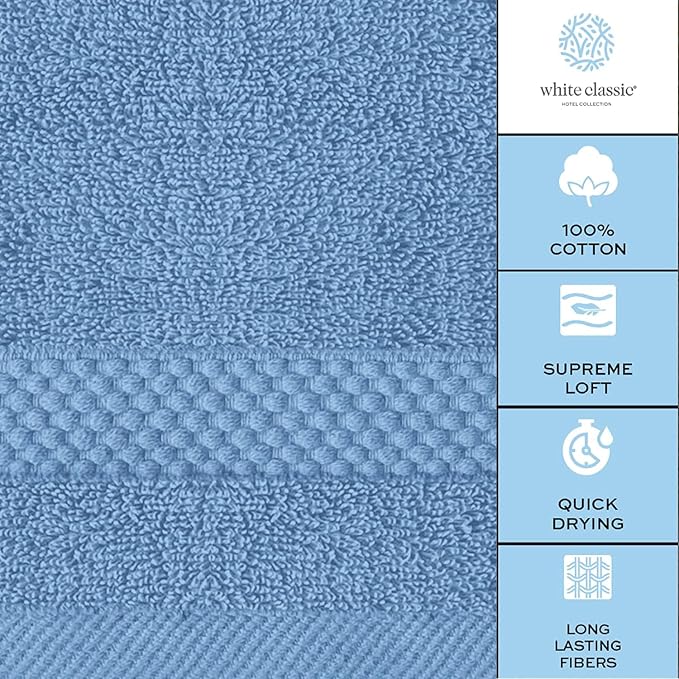 White Classic Luxury Cotton Washcloths 13x13 Inch - Image 7