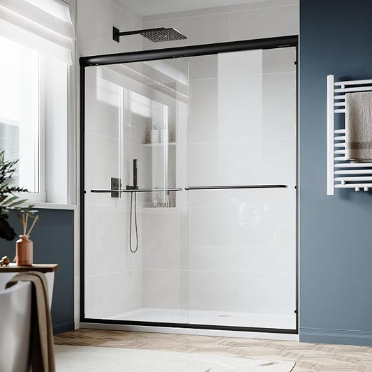 SUNNY SHOWER Double Sliding Glass Door 60" W x 72" H Shower Door 1/4" Tempered by SUNNYSHOWER