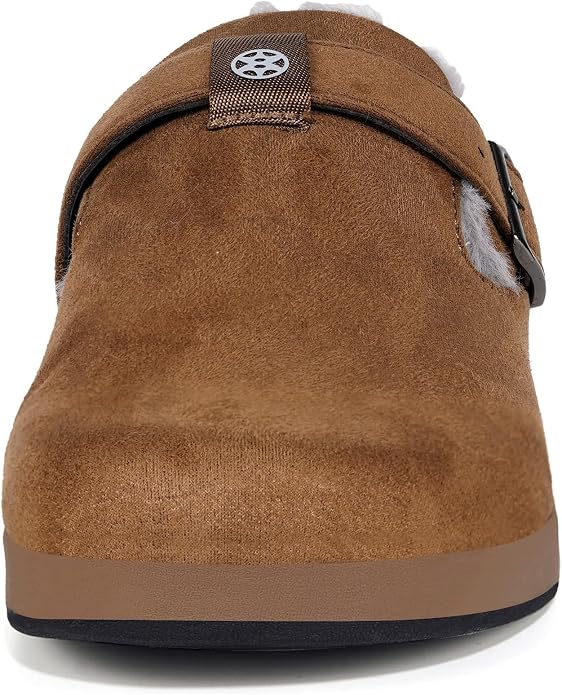 Fur Lined Clogs for Women Men Suede Winter Slippers Arch Support Slip on Mules - Image 4
