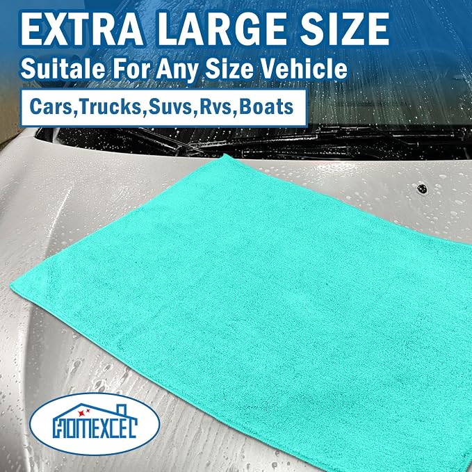 HOMEXCEL Professional Large Microfiber Car Drying Towels 2 Pack, Lint Free - Image 6
