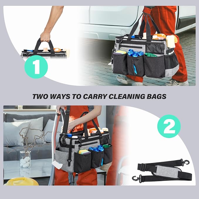Wearable Cleaning Caddy Bag for Cleaning Supplies, Large Capacity Cleaning - Image 5