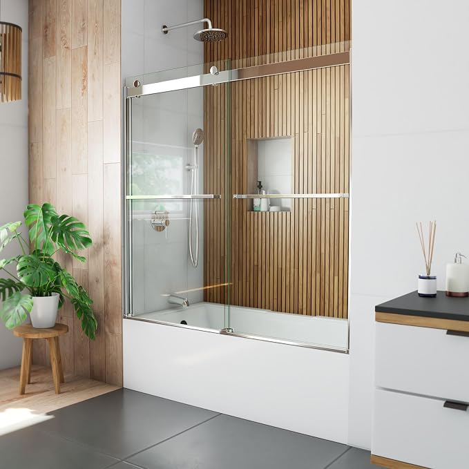 DreamLine Sapphire 56-60 in. W x 60 in. H Semi-Frameless Bypass Tub Door in by DreamLine