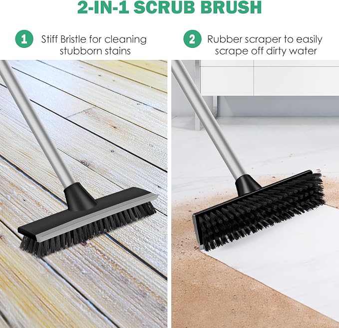 SetSail Floor Scrub Brush with 51-Inch Long Adjustable Handle 2 in 1 Scrape - Image 3