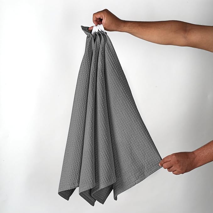 Grey Waffle Kitchen Towels, 16x26 Inches, 100% Cotton, and Quick Drying - Image 4
