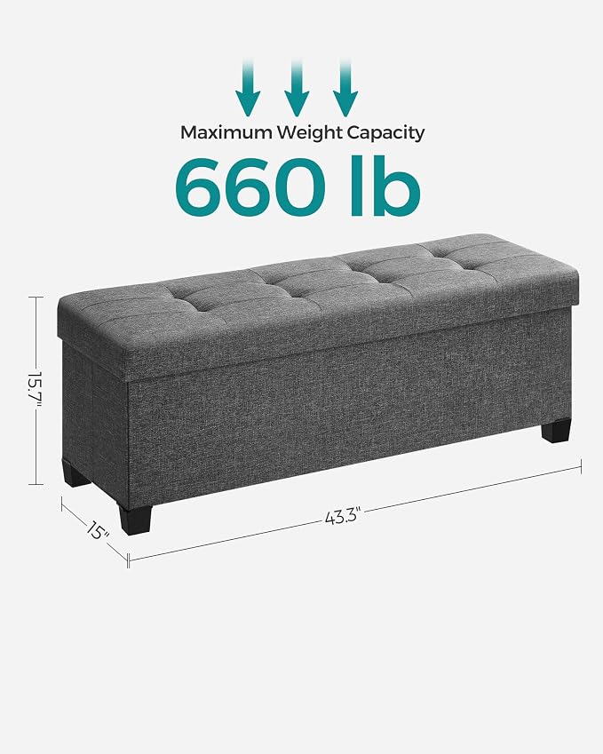 SONGMICS Storage Ottoman Bench, Foldable Foot Rest - Image 2