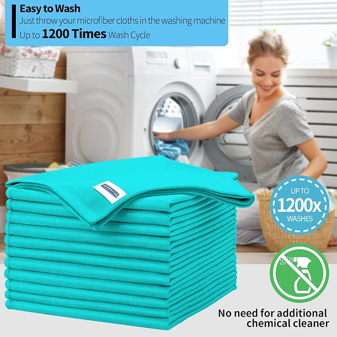HOMERHYME Microfiber Cleaning Cloth, 12 Pack Window Glasses Cleaning Cloth - Image 6
