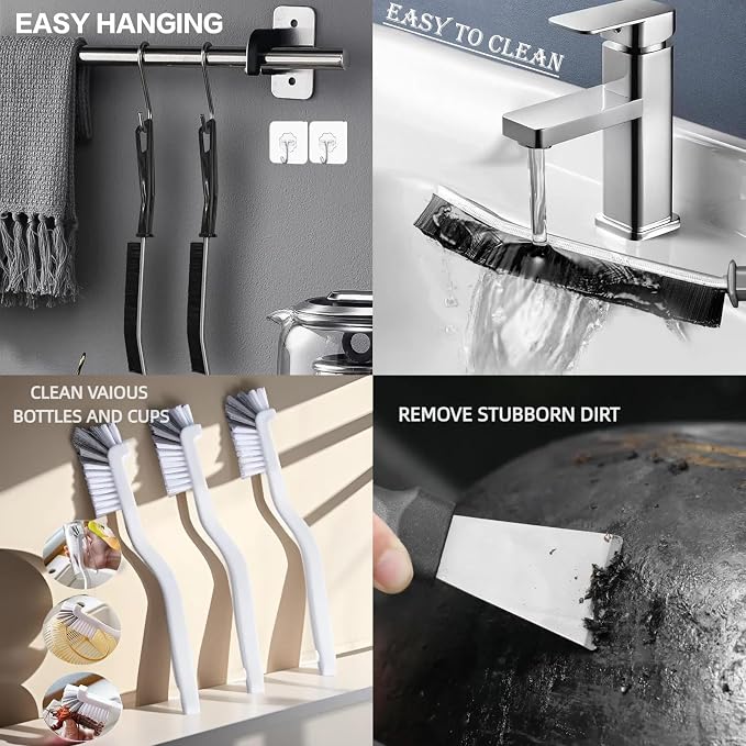 19Pcs Crevice Cleaning Brush Set, Hard Bristle Cleaning Brush，Multi Purpose Gap - Image 6