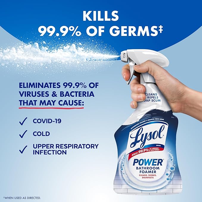 Lysol Power Foaming Bathroom Cleaner, Disinfectant Spray Kills 99.9% of Germs - Image 5