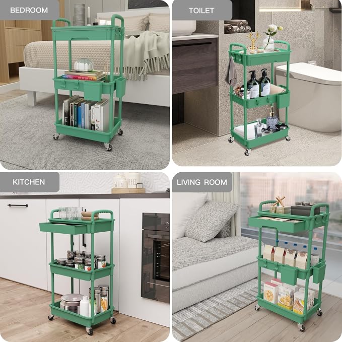 REBECAT 3 Tier Rolling Utility Cart - Image 5
