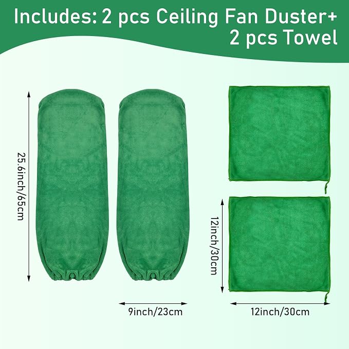 4 PCS Ceiling Fan Duster Kits, 100% Microfibre Fan Blade Cleaner - Image 2