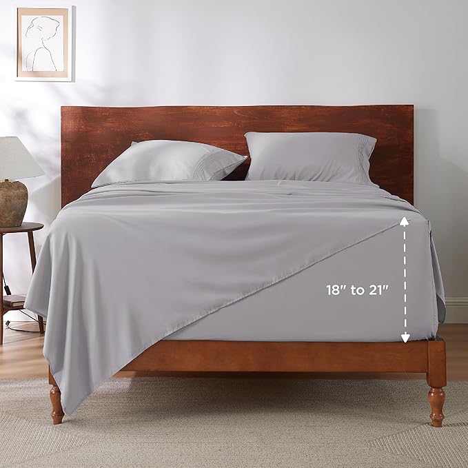 Bedsure Deep Pocket Full Size Bed Sheets Set - Fits Mattresses Up to 21 Inches Thick - 4 Piece GentleSoft Bed Sheets, Moisture Wicking, Soft & Cooling Bedsheet & Pillowcases, Easy & Secure Fit, Ivory