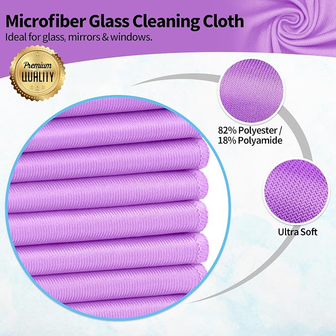 HOMERHYME Microfiber Cleaning Cloth, 12 Pack Window Glasses Cleaning Cloth - Image 2