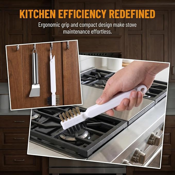 2Pcs Stove Cleaning Brush And Scraper, Brass Wire Rust Cleaner Brushes Cooktop - Image 3