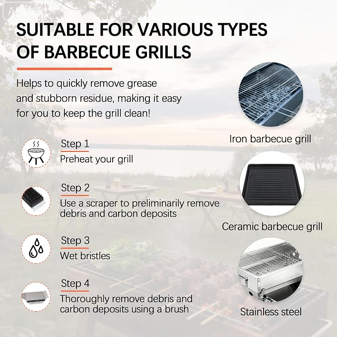2 Pack Grill Brush and Scraper, Gas/Charcoal Grills - Image 5