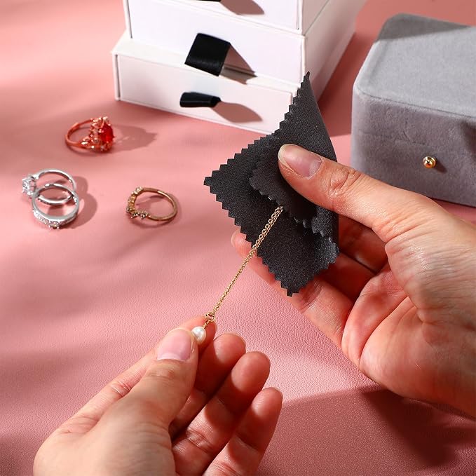 Tatuo 200 Pieces Jewelry Polishing Cloth 2.36 x 3.15 Inch Double-Sided - Image 5