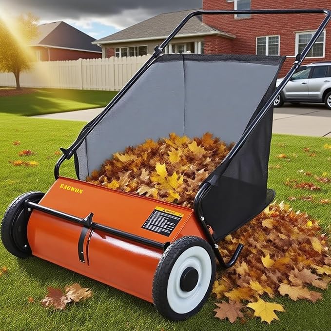 Push Lawn Sweeper, 26-Inch Width, 7 Cu. Ft. Hopper Capacity, 4 Spinning Brushes - Image 2