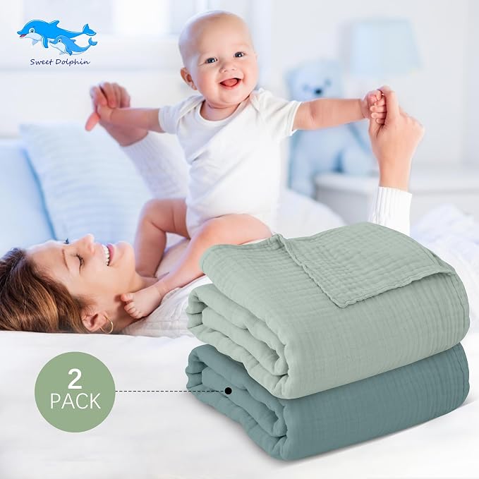 SWEET DOLPHIN Muslin Baby Bath Towels Blanket - Image 3
