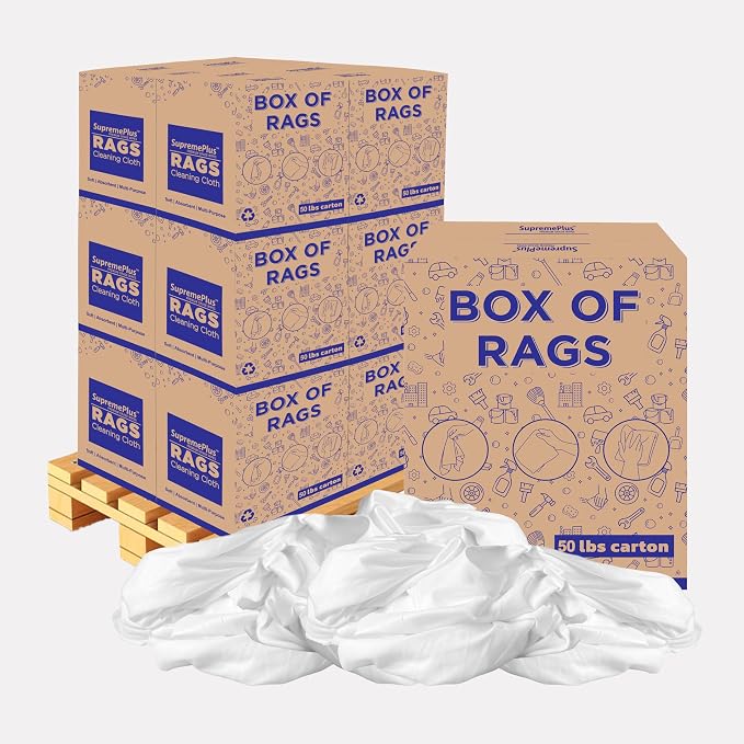 Recycled White Sheeting Cleaning Rags – Lint Free White Cotton Cloths by SupremePlus