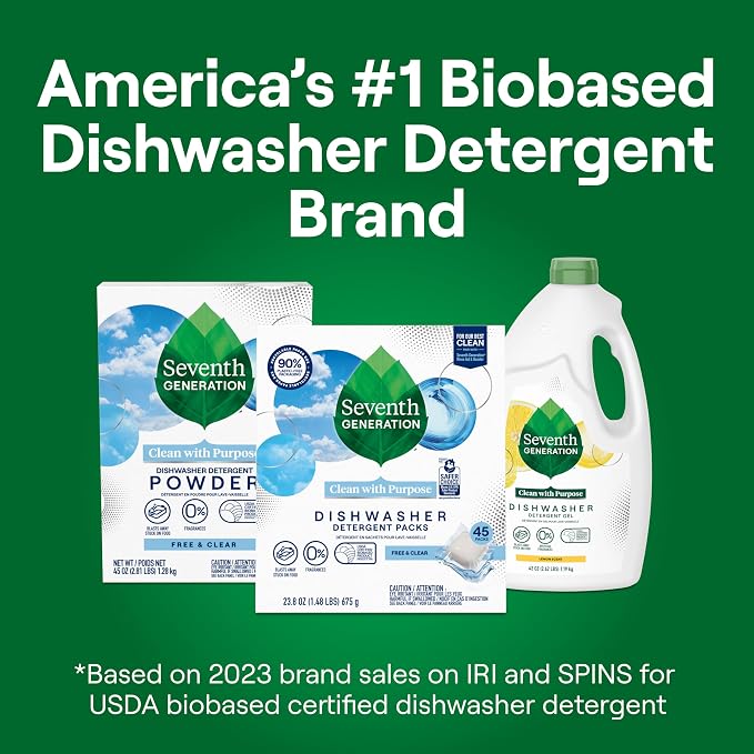 Seventh Generation Dishwasher Detergent Packs Free & Clear Pack of 6 - Image 5