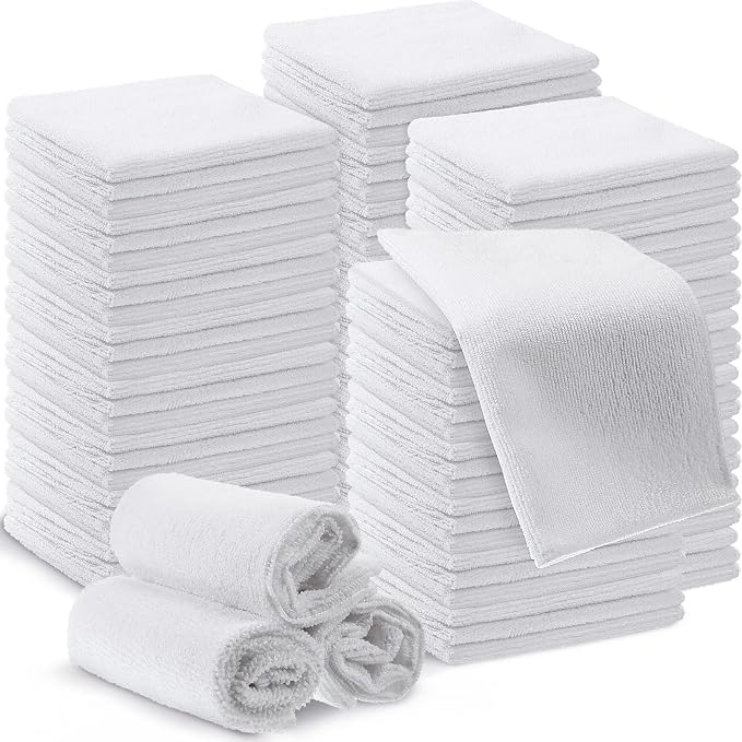 200 Pieces Microfiber Cleaning Cloths Bulk Absorbent Microfiber Towels Reusable by Macarrie