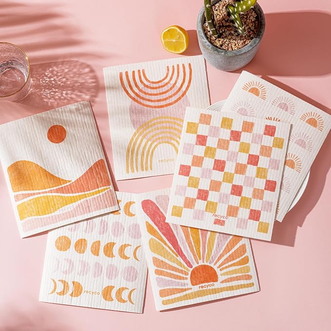 RECYCO Swedish Dishcloths for Kitchen | 6 Pack Desert Sunset Washable Dish Rags - Image 2