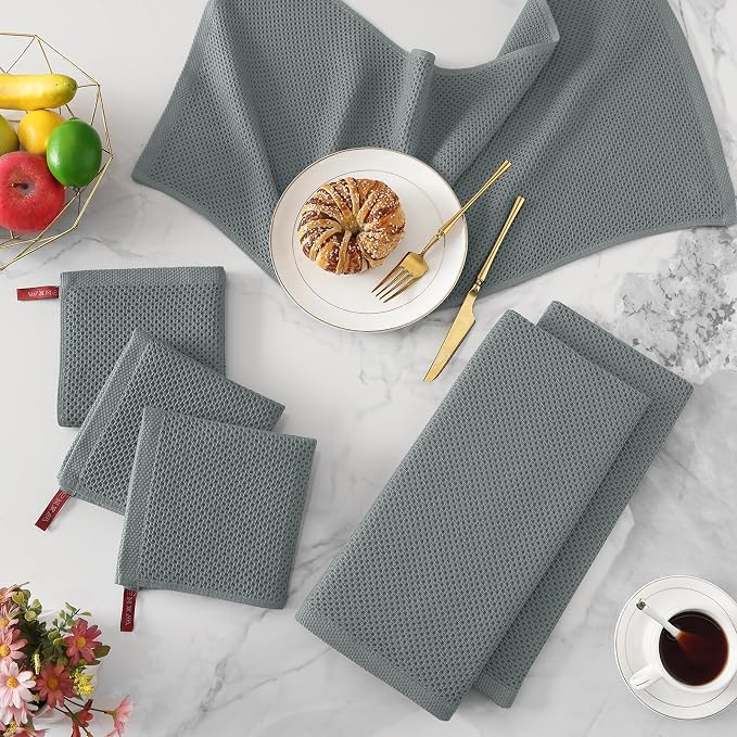 Kitinjoy 100% Cotton Waffle Weave Kitchen Towels, Kitchen Hand Towels - Image 3