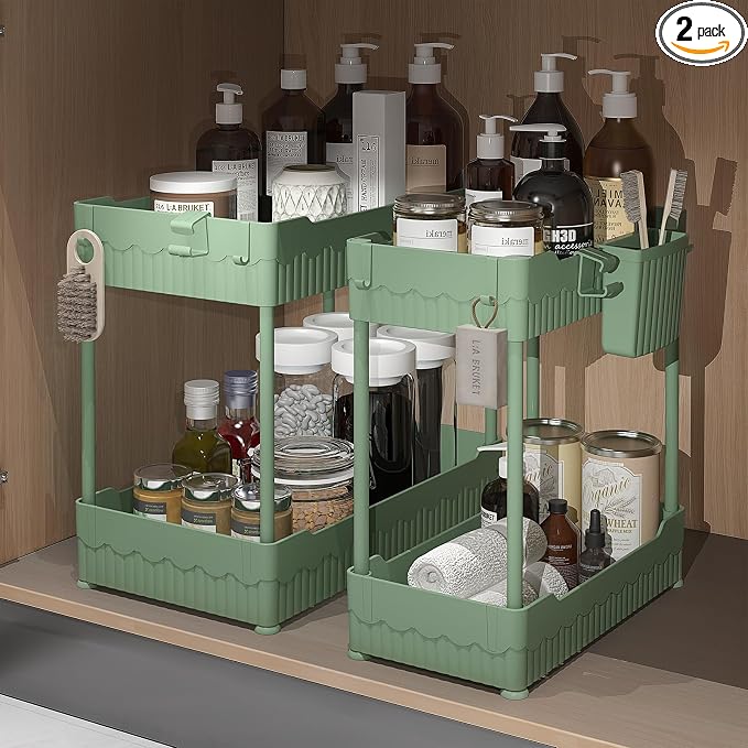 2 Pack Under Sink Organizer, Under Bathroom Cabinet Organizer by Sevenblue