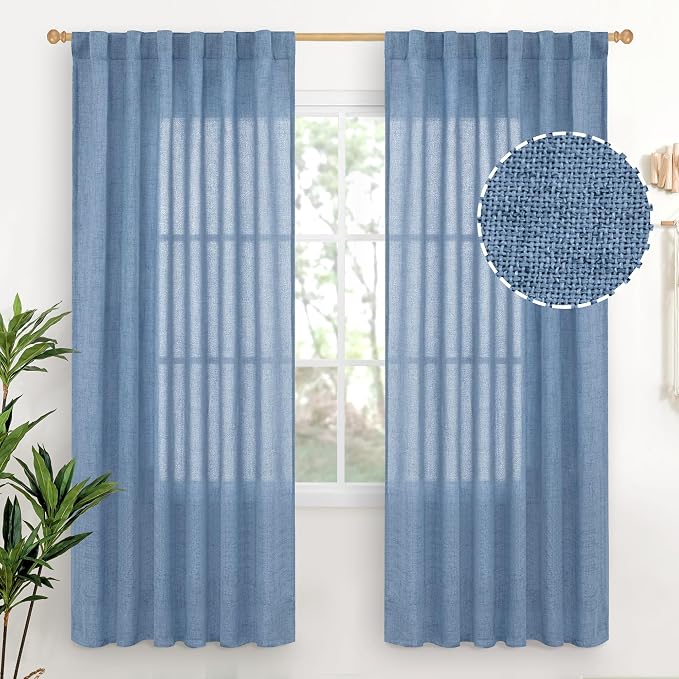 YoungsTex Denim Blue Linen Curtains 72 Inch Length by YoungsTex