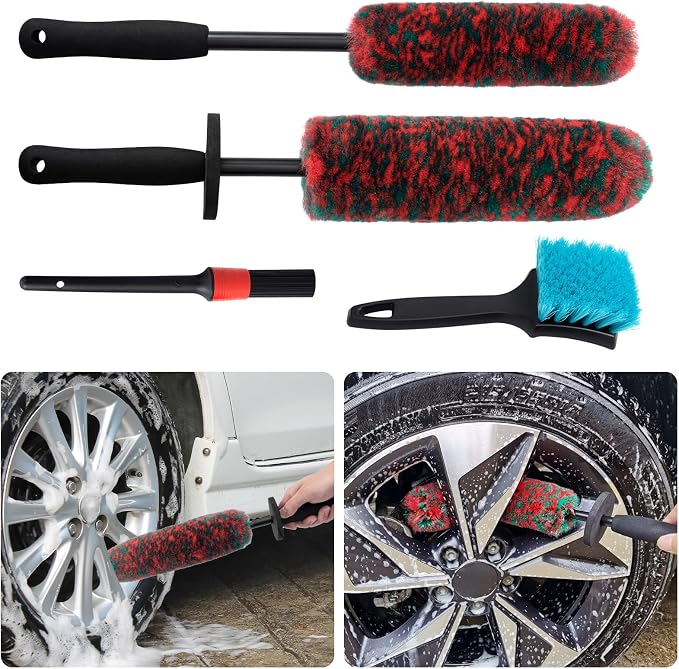 4 Pack Car Wheel and Tire Cleaner Brushes Kit Auto Motorcycle Rim Hub Ultra - Image 8
