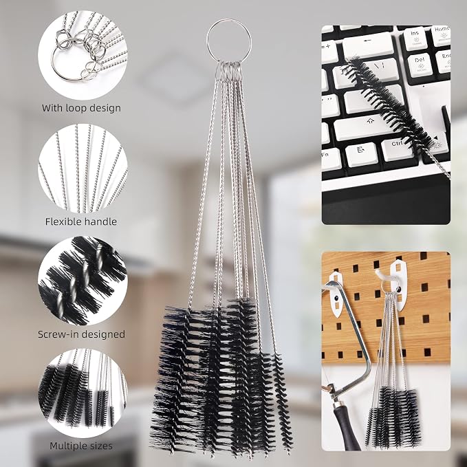 Annhua 10 Pcs Tube Cleaning Brushes Kit Straw Cleaning Kit Metal Pipe Brush - Image 3
