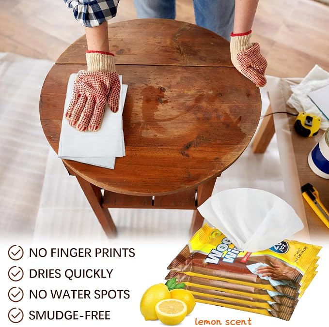 12 Pcs Care Wood Surfaces Wipes 240 Count Furniture Polish Cleaner Shines and - Image 3