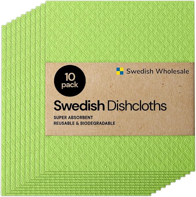 Swedish Wholesale Dishcloths Reusable 8" x 7" Sponge Cloths, Bulk 10 Pack of by SwedishWholesale