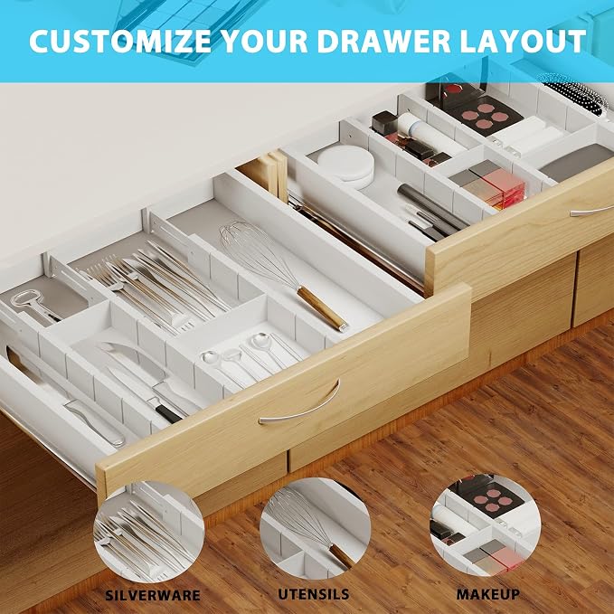6 Pack Bamboo Drawer Dividers - Image 5