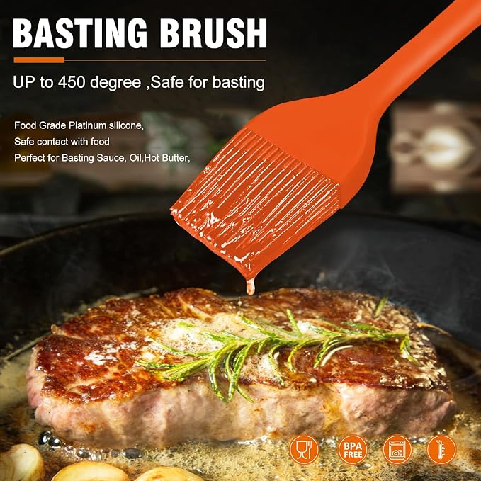 Walfos 600℉ Heat Resistasnt Pastry Brushes, BPA Free Silicone Basting Brush - Image 4