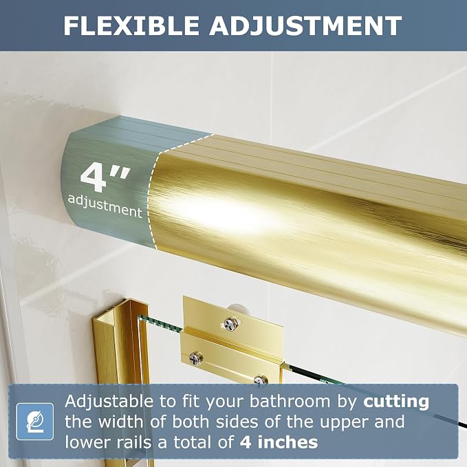 SUNNY SHOWER Double Sliding Glass Door 60" W x 72" H Shower Door 1/4" Tempered - Image 2