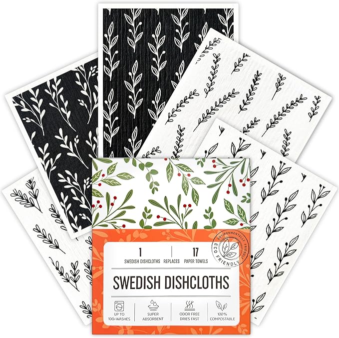 Swedish Dishcloths for Kitchen, 5 Pack Reusable Paper Towels Washable, Super by Unknown