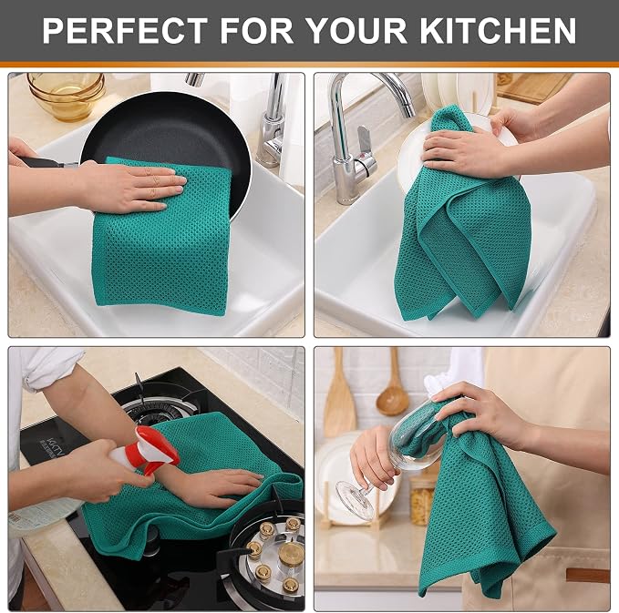 Kitinjoy 100% Cotton Waffle Weave Kitchen Hand Towels - Image 4