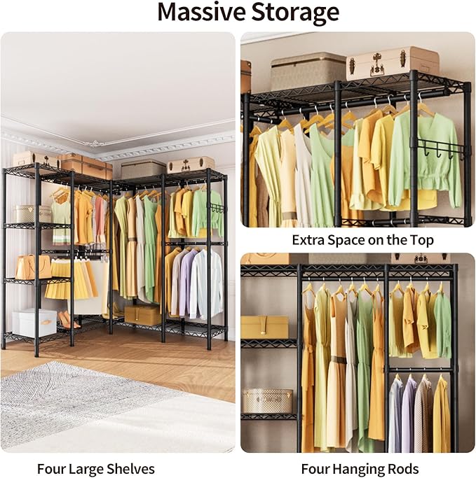 L Shaped Heavy Duty Metal Clothes Rack - Image 7