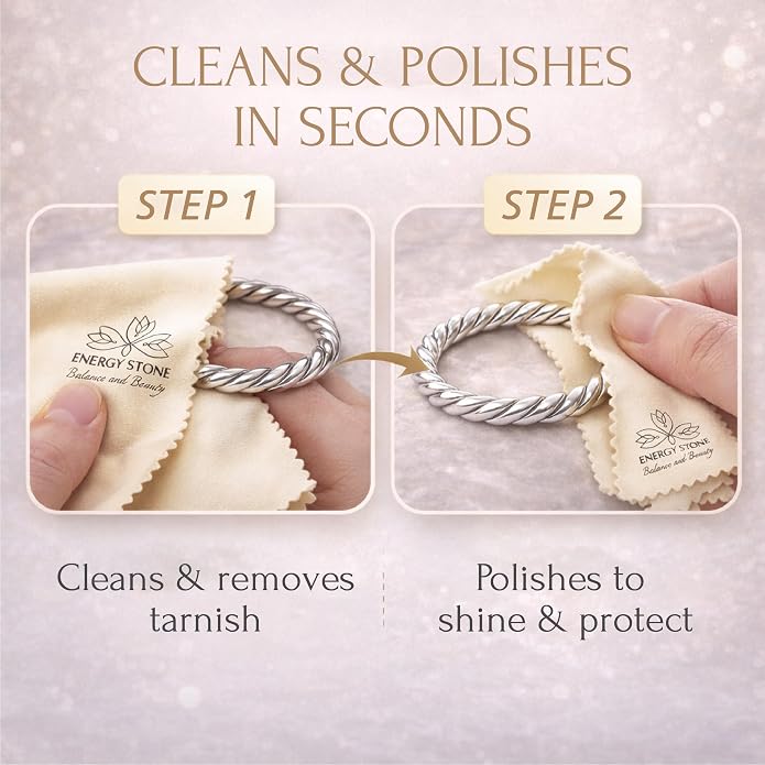 ENERGY STONE Silver and Gold Restoration Polishing Cloth, Anti-Tarnish Cleaner - Image 2